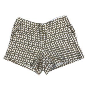Trina Turk Brown and White Cotton Hounds Tooth Link Shorts